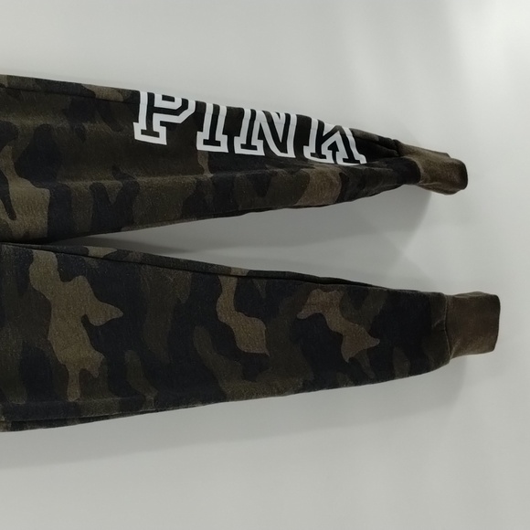Victoria Secret PINK joggers camo XS fleece lined drawstring elastic waist - Picture 3 of 13